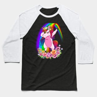 Dabbing Unicorn T Shirt Rainbow Pattern Shirt for Boys Girls Baseball T-Shirt